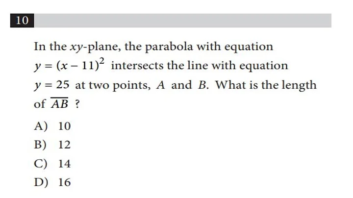 SAT Practice Test #3 Section 3: Math Test – No Calculator #10
