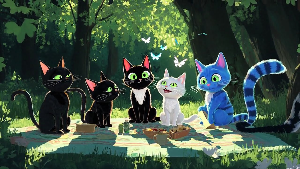 [AI] Digital Picnic: Cyber Cats in the Enchanted Forest