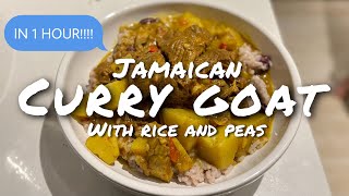 Jamaican CURRY GOAT with rice & peas in 1 HOUR! | Instant Pot recipe
