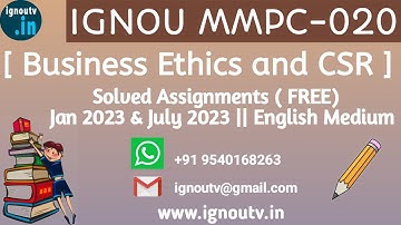 IGNOU MMPC-020 Solved Assignment Jan 2023 & July 2023  [FREE] || IGNOU MBA || IGNOU TV || IGNOU ||