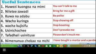 kiswahili sentences/// Baro Sentensi yo aad loo isticmaalo oo luuqada kiswahili ga