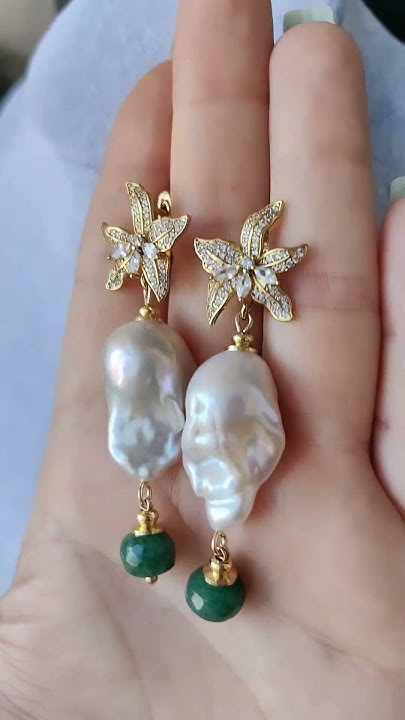 серьги с жемчугом и изумрудом. #купитьукрашения #jewelry # ...