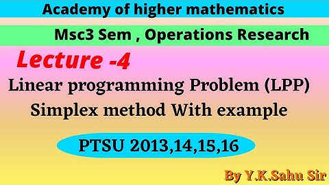 Simplex Method - LPP | Operation Research| MSc mathematics