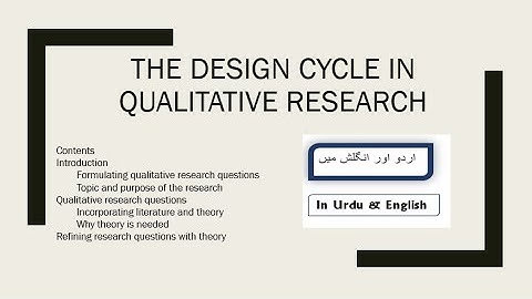 Design cycle in Qualitative Research part 1 in Urdu with Examples