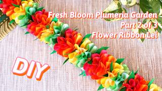 Fresh Bloom Plumeria Garden Hawaiian Flower Ribbon Lei Part 2 of 3