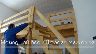 Part 2: Making Wooden Loft Bed / Stair & Railings / Ahşap Asma Kat Yapımı / Merdiven & Korkuluklar