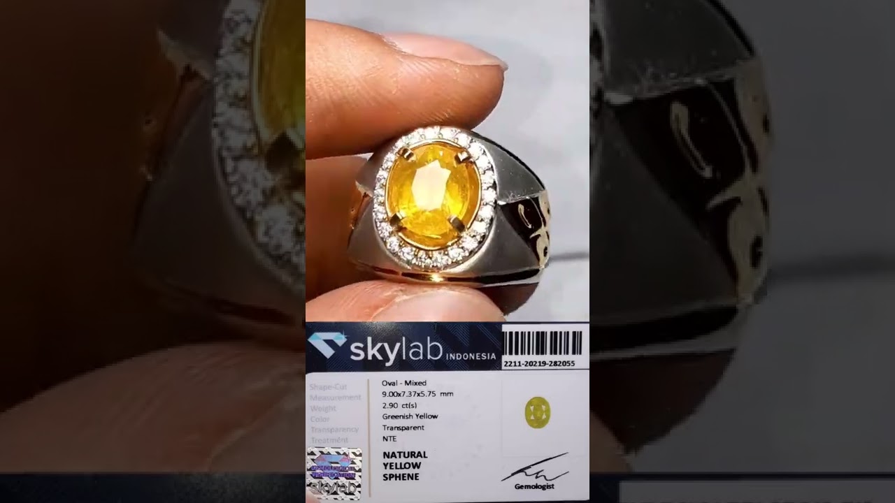 L822 🆕️Yellow Sphene *permata Langka🏷harga pas Rp 1,170 rb belum ongkir Berat 2,90 ct