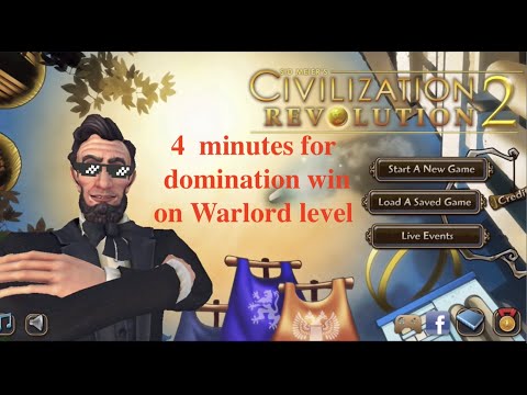 Speedrun Civilization Revolution 2 - Domination win in 4 minutes (14 turns)  on Warlord level.