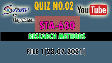 Sta630 Quiz 2 Solved| File 1 |sta630 quiz 2| research methods |28.07.2021|Study Point