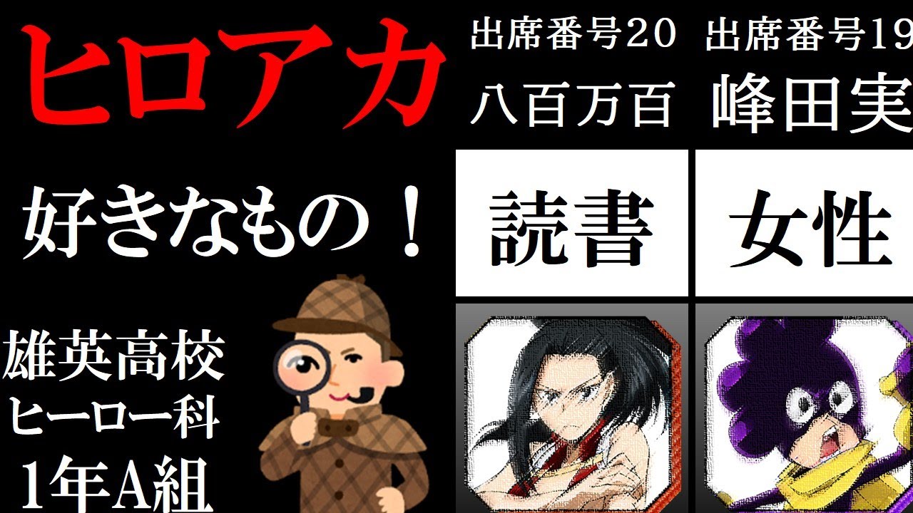 ランキングまとめ ヒロアカ 僕のヒーローアカデミア1年a組 好きなもの Youtube