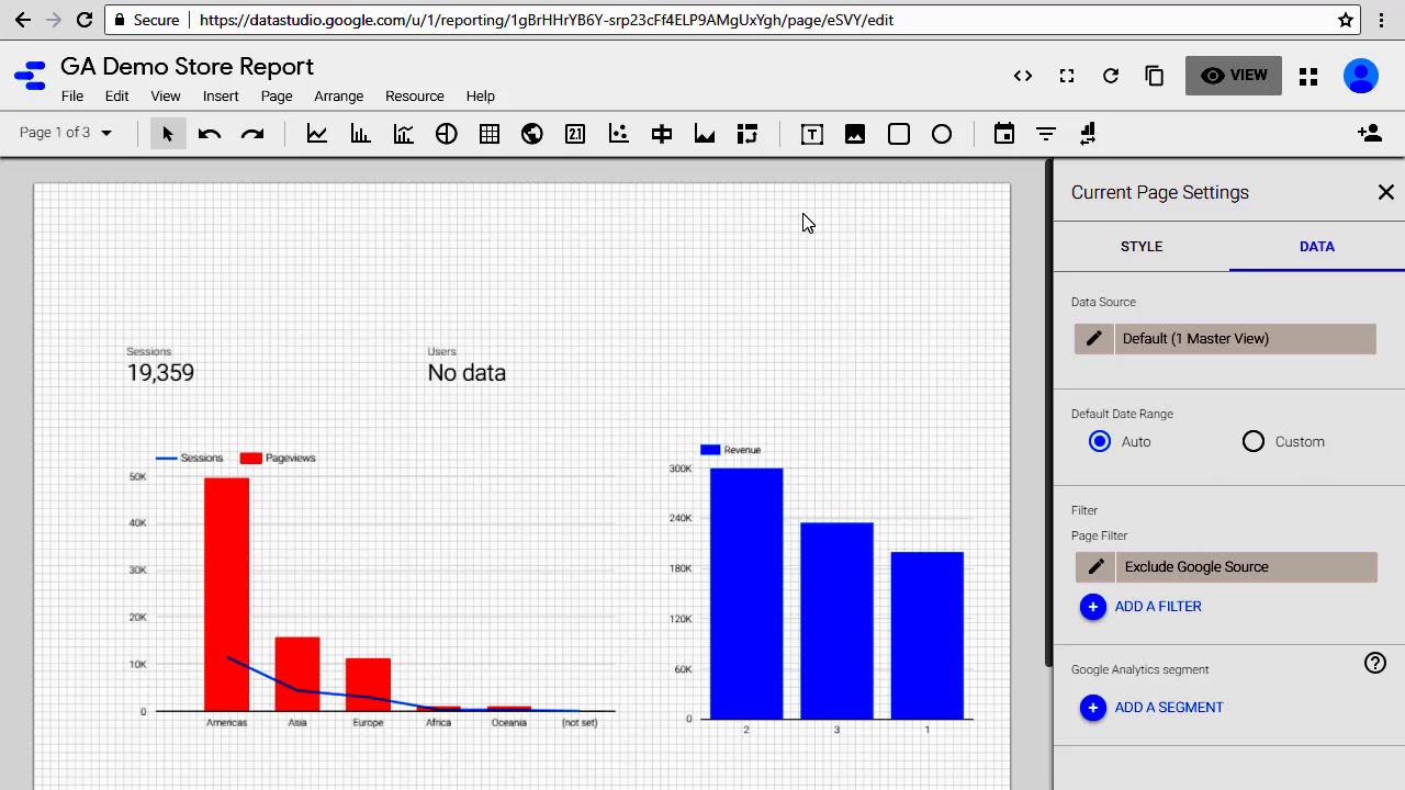 Page Filters in Google Data Studio
