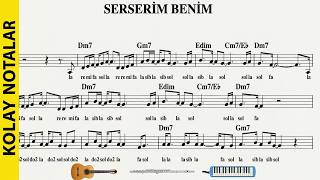 Serseri̇m Beni̇m - - Am - - (Play Along) - - :Guitar,Keyboard,Flute,Violin,Melodica,Ukulele,Recorder.