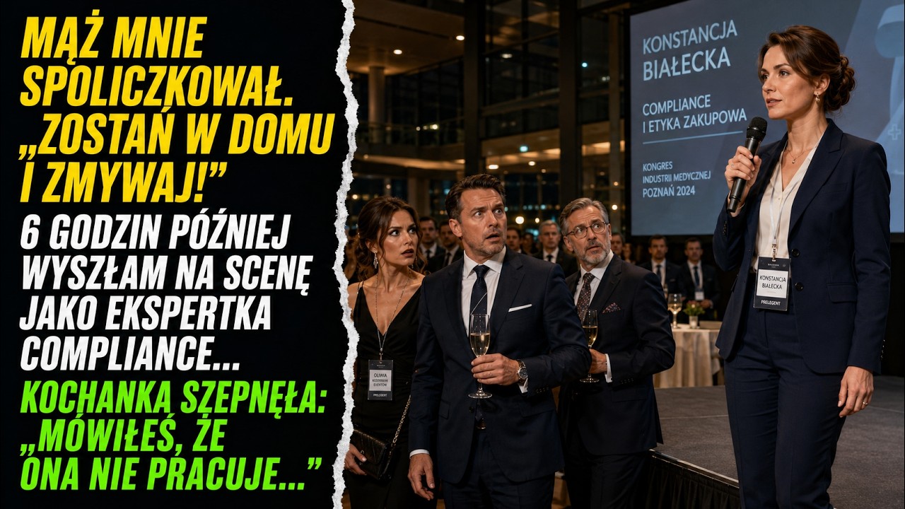 „Zostań w domu i zmywaj. Na gali tylko byś mnie skompromitowała” – powiedział, poprawiając mankiet białej koszuli, jakby właśnie nie uderzył mnie otwartą dłonią w twarz. Przez długie sekundy...