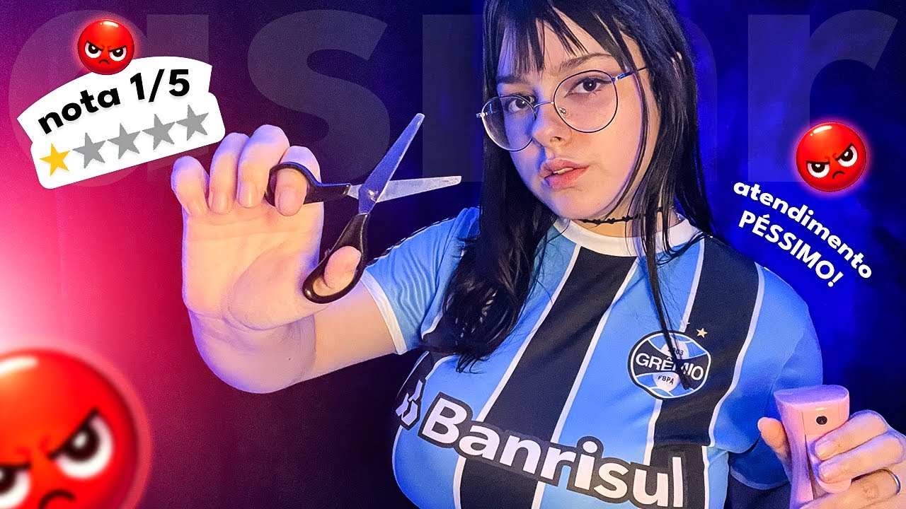 ASMR PIOR CABELEIREIRA GAÚCHA CORTA SEU CABELO 💇‍♂️💈BARBER SHOP