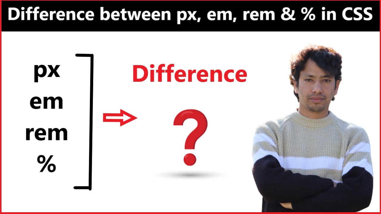Difference between px, em, rem and % in CSS - YouTube