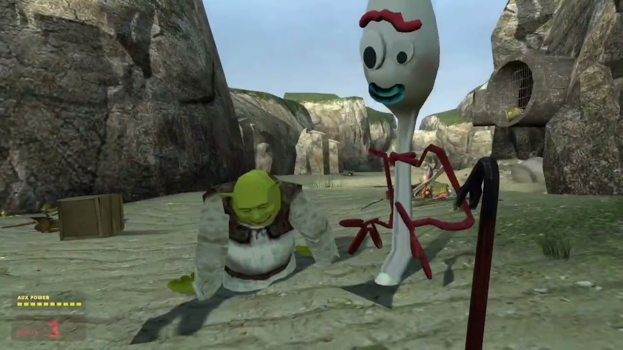 when freeman fights antlion guard, but somehow in Shrek's swamp, and high...