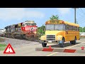 Freight Train hits with SCHOOL BUS!⚠️