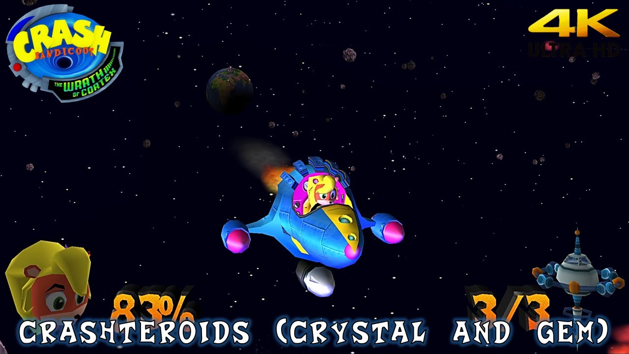 Crash Bandicoot The Wrath of Cortex 'Crashteroids' (Crystal, Gem)  Walkthrough (4K), image size:1280x720