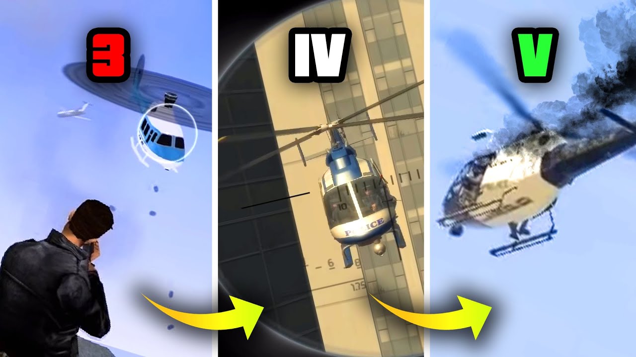 TAKING DOWN DOWN A HELICOPTER In GTA Games (Evolution)