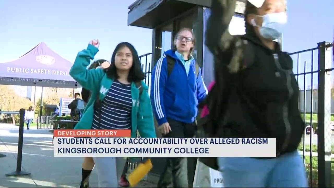 Students storm Kingsborough Community College gates following allegations of racial slurs, fight