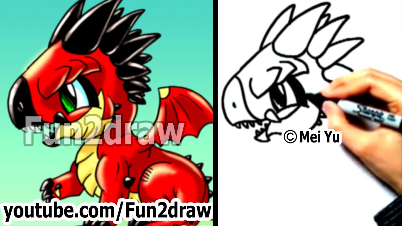 How to Draw a Dragon - Fun Things to Draw - Art Lessons - Fun2draw
