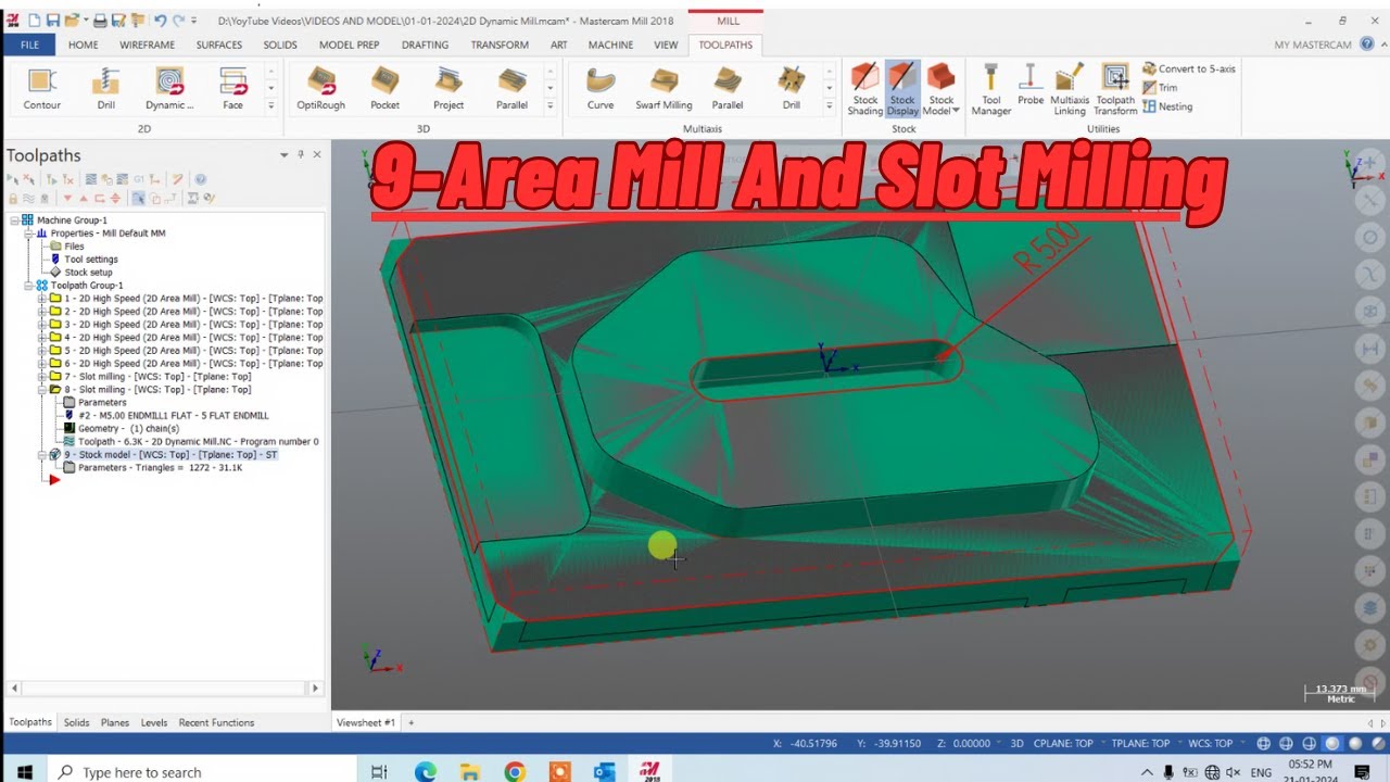 Mastercam Area MillingSlot Milling Program How To Make Mastercam Area