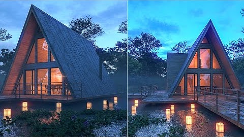 Vray for Sketchup | Night Scene | A Frame house