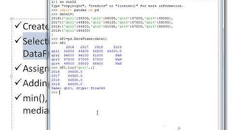 DataFrames basic use of loc and iloc
