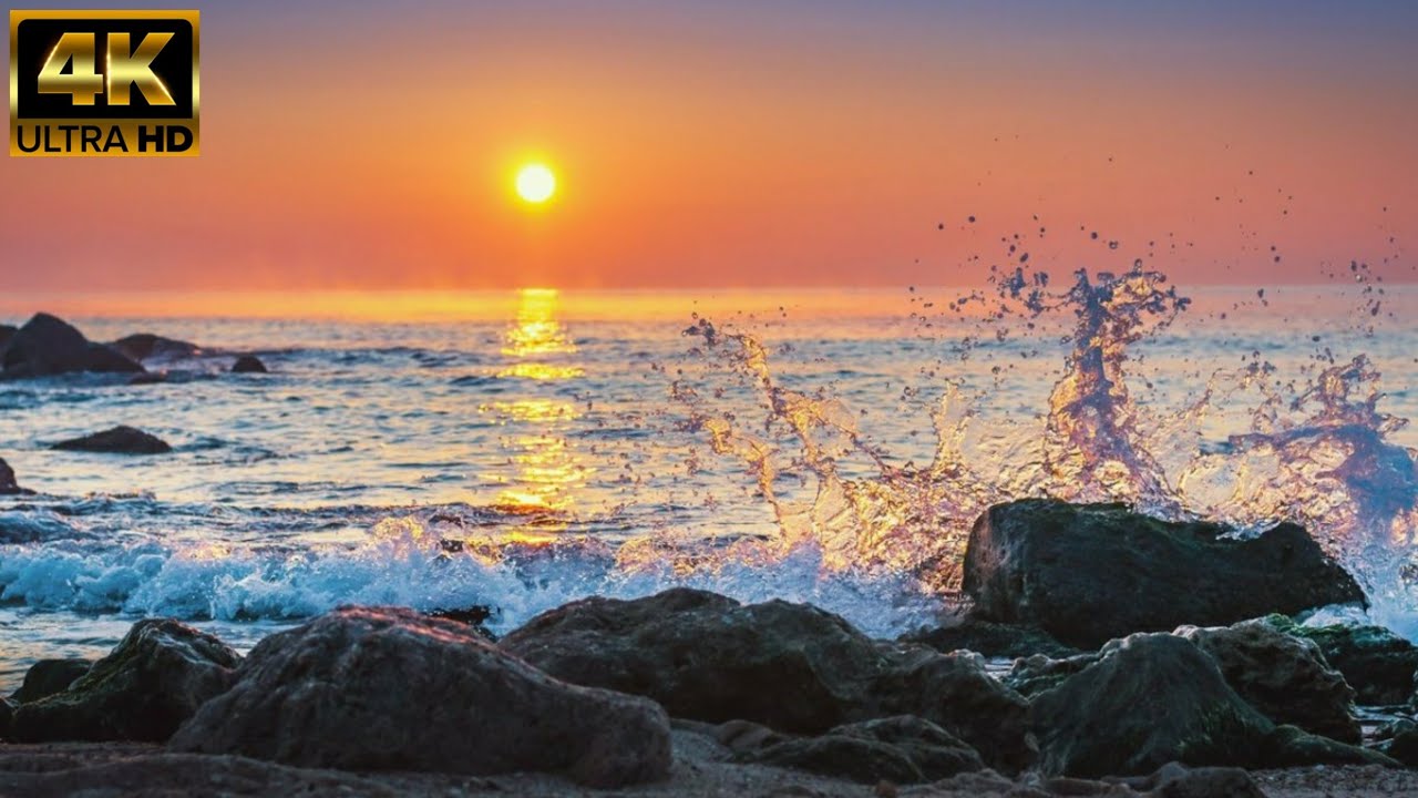 ЗАКАТ|ЛЕЧЕБНЫЙ ШУМ МОРЯ??Нежные Звуки Прибрежных Волн|Камушки,Галька и ...