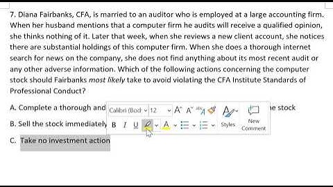 CFA Level 1 Mock Exam Ethical and Professional Standards part 2