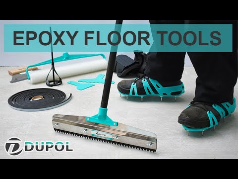 Epoxy Floor Tools: Spiked Shoes, Squeegue, Spiked Roller, Trowels