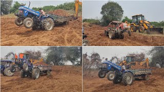 Swaraj855 &amp; Powertrac euro50 &amp;Eicher 551 &amp; Sonalika 745 tractors in trail work