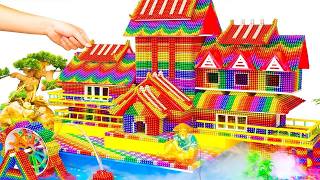 Building Puppy's Dog House and Fish Pond From Magnetic Balls (Satisfying) - Magnet Balls Series