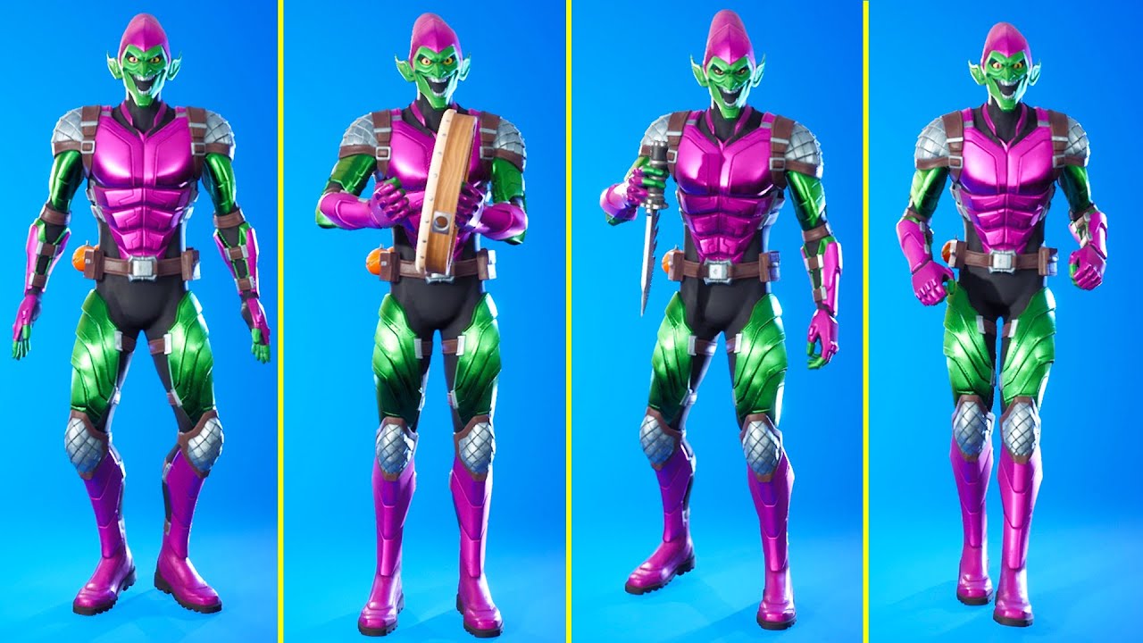Fortnite GREEN GOBLIN Skin Showcase With Icon Series Dances & Emotes