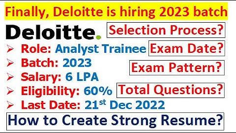 Deloitte is hiring 2023 batch | Exam Pattern? | Coding Round? | Selection Process? | Exam Date?