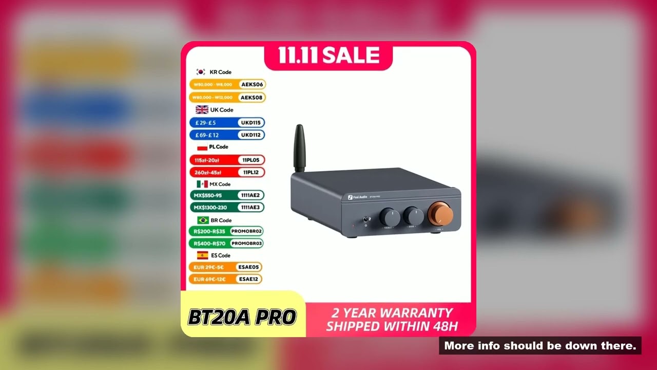Fosi Audio BT20A Pro TPA3255 Bluetooth Sound Power Amplifier 300W