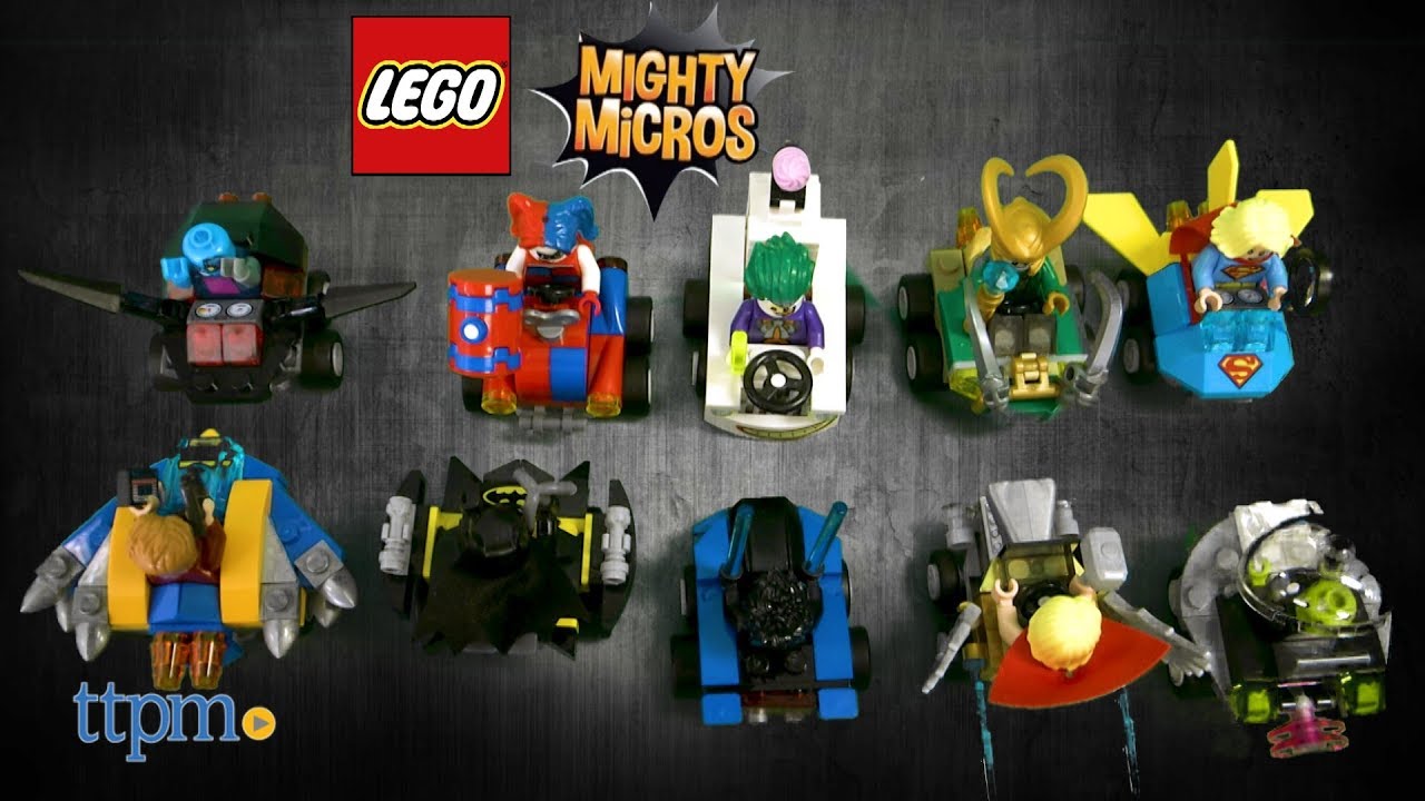 Mighty Micros Supergirl, Nightwing, The Joker, Batman, Harley Quinn, Star-Lord, Thor, Loki from LEGO