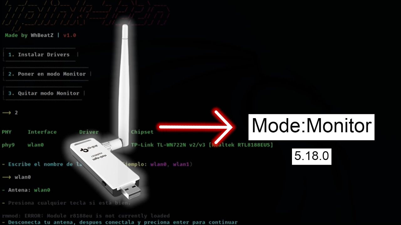 Como Instalar Drivers Tplink722n V2/V3 Kali Linux 5.18.0 (Solucionado make error)  modo monitor 2022