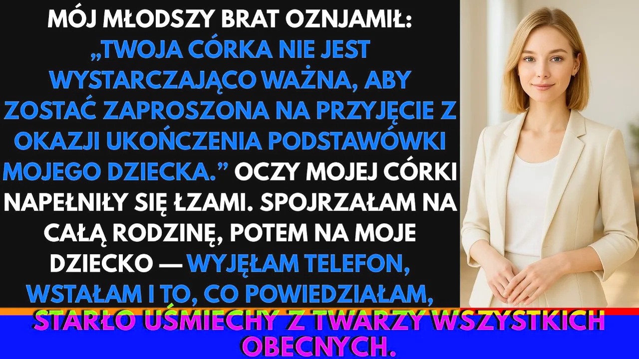Telefon zadzwonił, kiedy sprzątałam po kolacji. Na ekranie zamigotało imię mojego młodszego brata. Odebrałam z uśmiechem, gotowa na miłą rozmowę, ale Marcin nawet się nie przywitał. „Kasia....