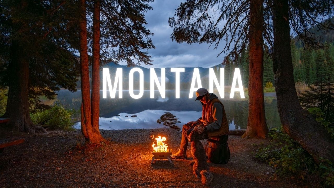 Осенний кемпинг на грузовике в Монтане с собакой