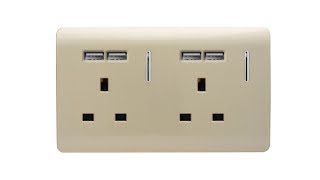 Trendi Switch 2 Gang 13A 4xUSB Plug/Wall Socket Unboxing in Gold by TIR