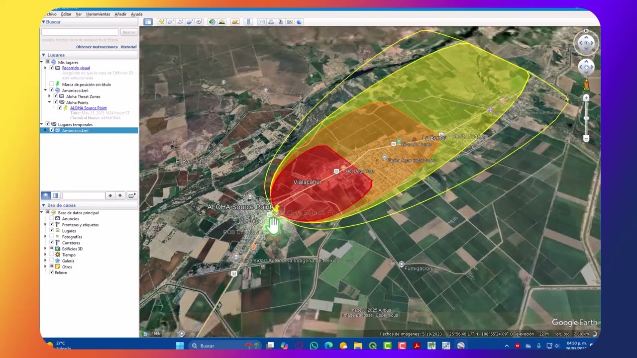 Visualizar escenarios de afectación ALOHA en MARPLOT