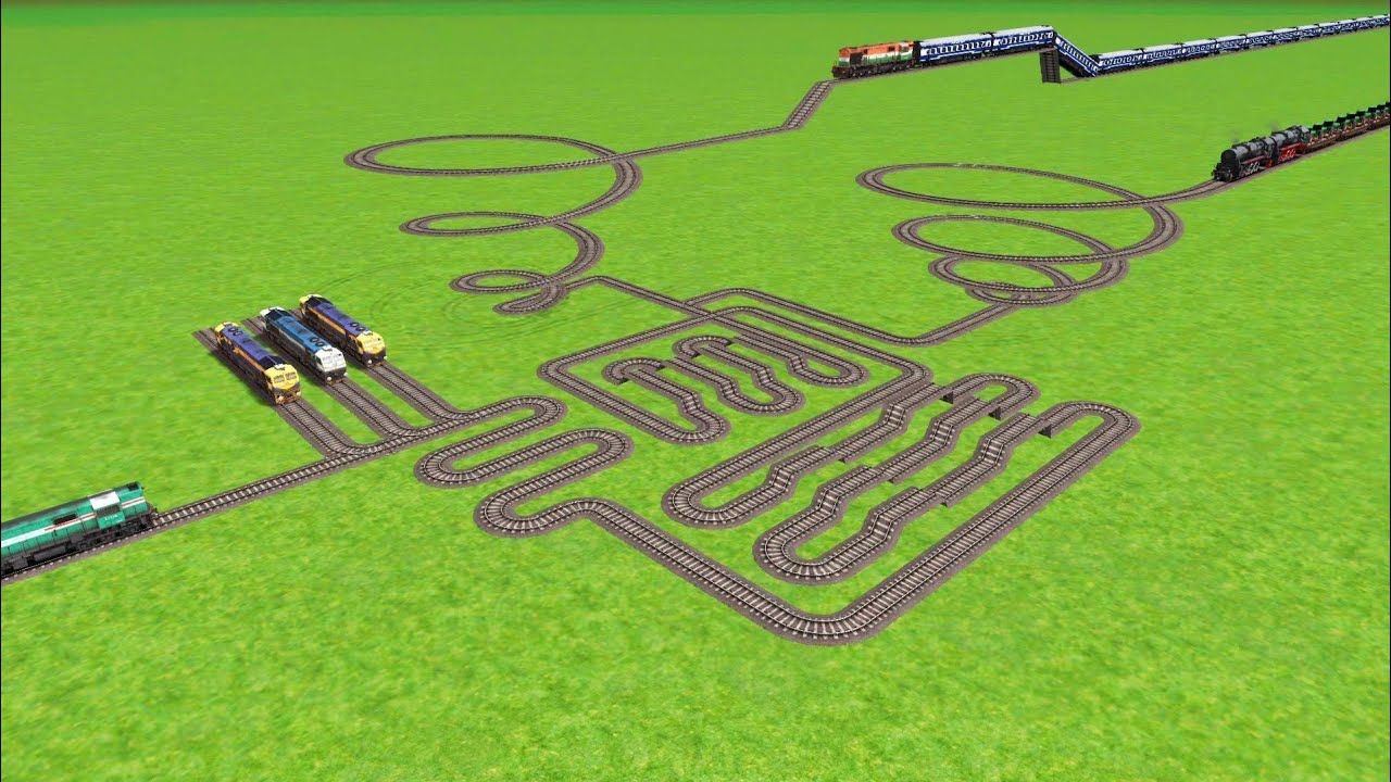 AI TRAINS CROSSIN SLIDE SNAKE 🐍 TRACKS UTRUN CURVED CIRCLES TRACK RAILROAD BEANG DRIVE 