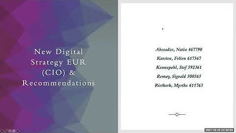 New Digital Strategy EUR (CIO) & Managerial Recommendations