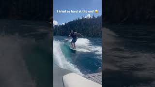 I tried so hard at the end 😂 #wakesurf #wakesurfing #laketahoe #tahoe #boatlife #luxurylifestyle