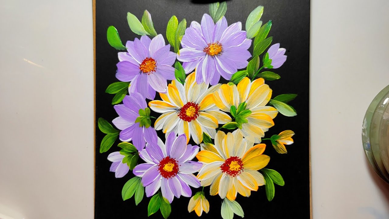 How to draw beautiful flowers with easy way/Easy flowers painting