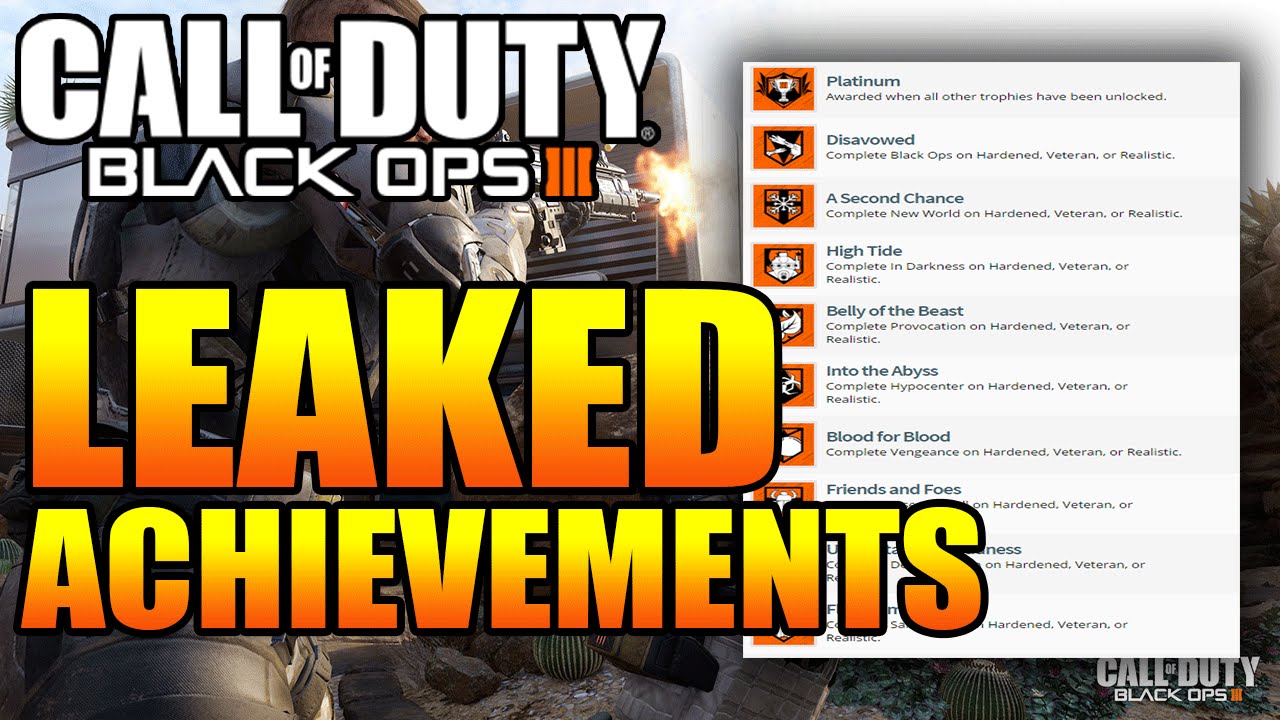 BLACK OPS 3 "LEAKED ACHIEVEMENTS/TROPHY LIST! (CoD BO3 Campaign, Multiplayer + Zombies Leaks