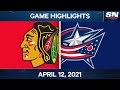 NHL Game Highlights | Blackhawks vs. Blue Jackets - Apr. 12, 2021