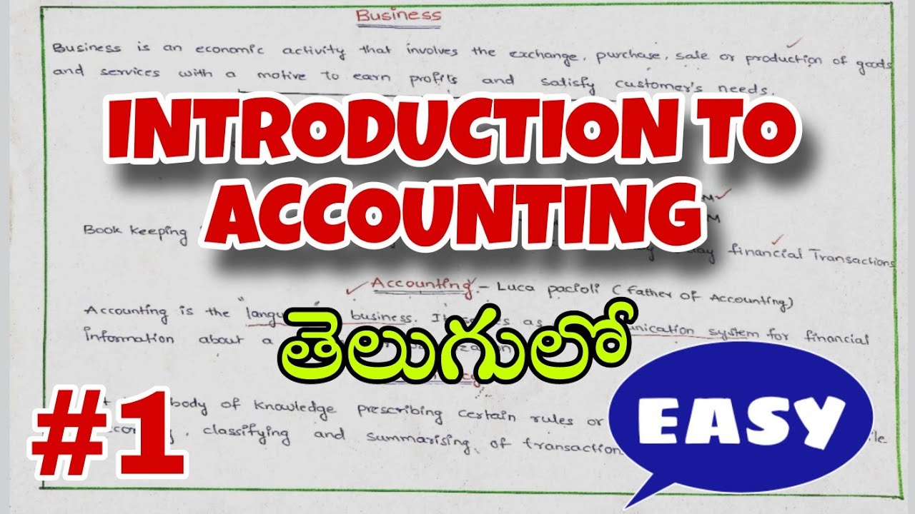 Introduction to Accounting || Basics of Accounting || Class -1 - YouTube