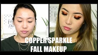 GO-TO FALL MAKEUP ♥ COPPER SPARKLE SMOKEY EYE - ft. MakeupGeek Vegas Lights